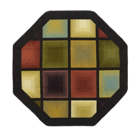 Manmade 54 x 54 in. Optic Square Octagon Accent Rug - Brown MA2613947